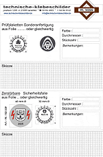 Pr&uuml;fplaketten Sonderanfertigungen